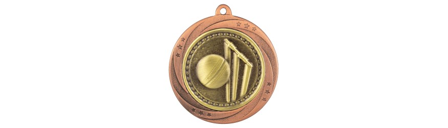  CRICKET SUPERSTAR MEDAL 60MM - GOLD, SILVER & BRONZE